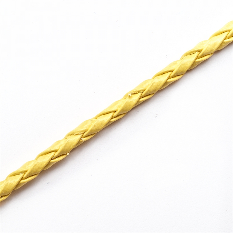 Шнур-косичка жёлтый кожзаменитель 3 мм
