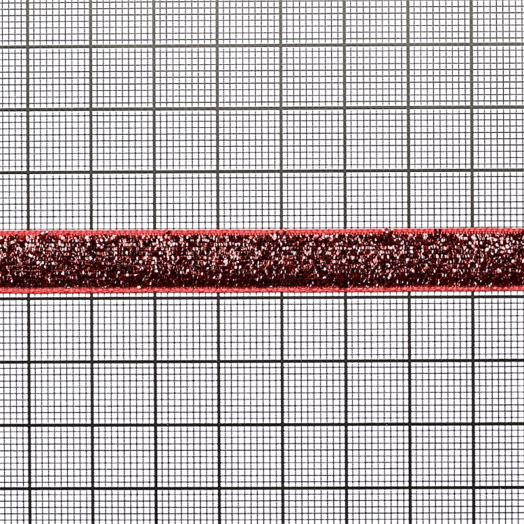 Лента бархатная 10 мм красная с люрексом