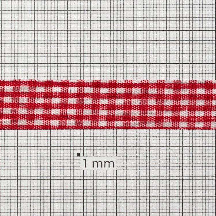 Лента репсовая 15 мм красная в клеточку