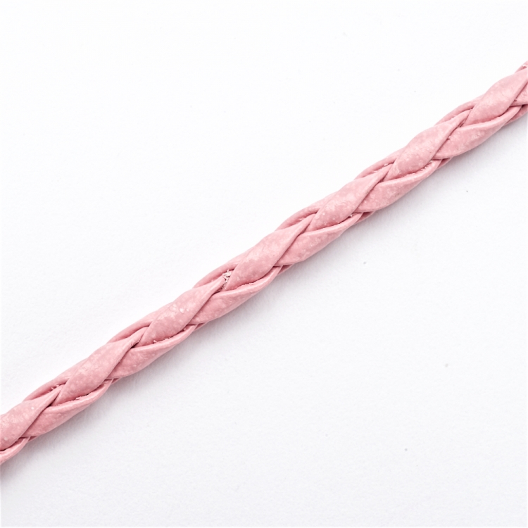 Шнур-косичка розовый кожзаменитель 3 мм