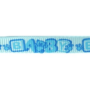 Лента репсовая 10 мм голубая с буквами