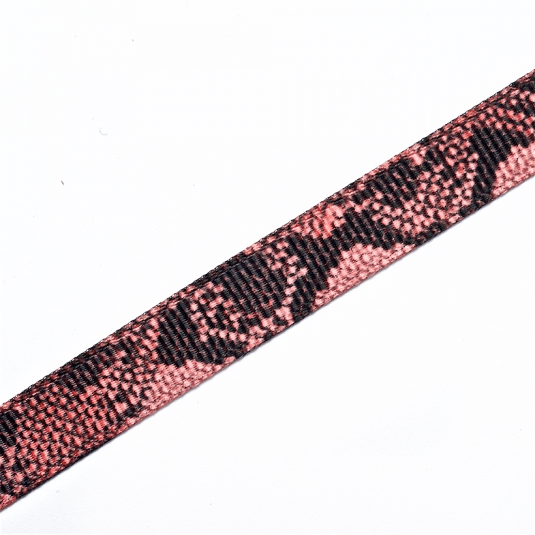 Лента репсовая 10 мм розовая змеиная кожа