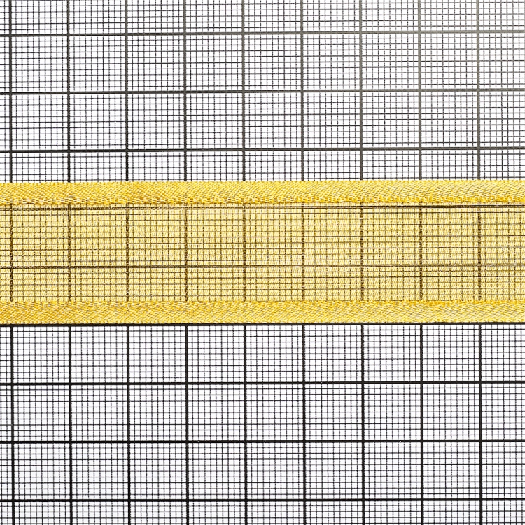 Стрічка з органзи з атласними краями 25 мм жовта