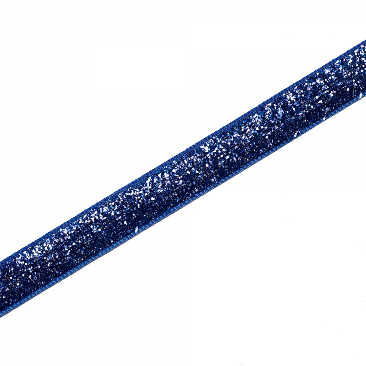 Лента бархатная 10 мм синяя с люрексом