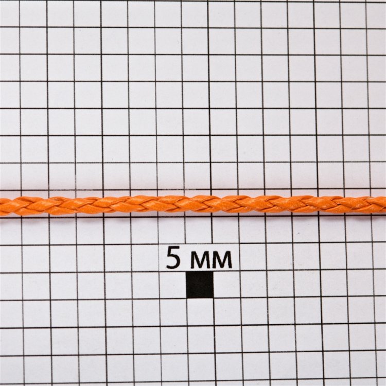 Шнур-косичка оранжевый кожзаменитель 5 мм