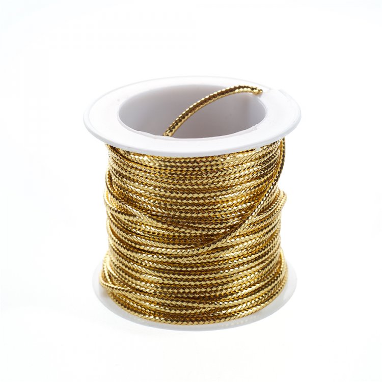 Шнур люрексовой плетений. Золотий. Діаметр 1 мм, довжина 10м