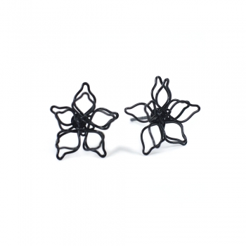 Серьги-гвоздики (пара) цветок черный