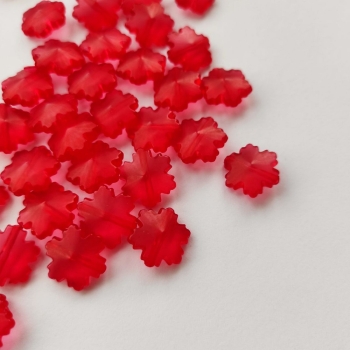 Пластиковые бусины под стекло в форме снежинки красные