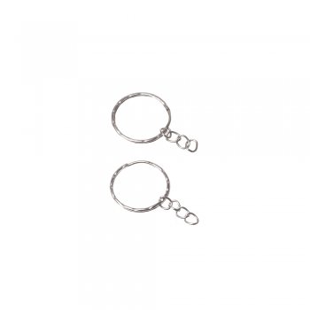 Кольцо для брелока круглое двойное с цепочкой 25 мм мельхиоровое