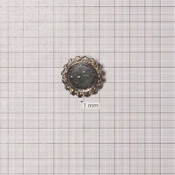 Основа для броши круглая клеевая ажурная, мельхиор, 28 мм