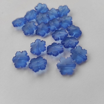 Пластиковые бусины под стекло в форме снежинки синие