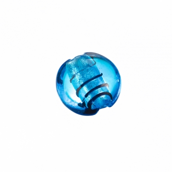 Стеклянная бусина с внутренним фольгированным покрытием светло-голубая 20 мм