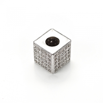 Бусина шарм LUX 10 мм Куб со стразами