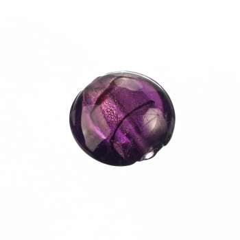 Скляна намистина з внутрішнім фольгованим покриттям  темно-фіолетова 15 мм