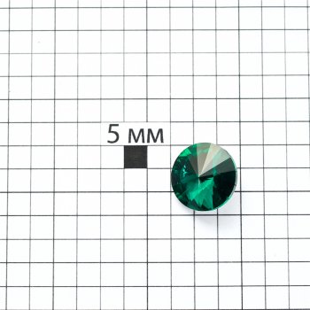 Стрази скляні вставні. Смарагдово-зелений. Діаметр 14 мм.