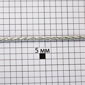 Шнур плетенный из кожзама косичка 3 мм серый металлик 1 метр