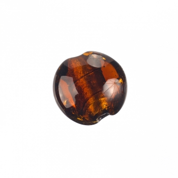 Скляна намистина з внутрішнім фольгованим покриттям коричневий 15 мм
