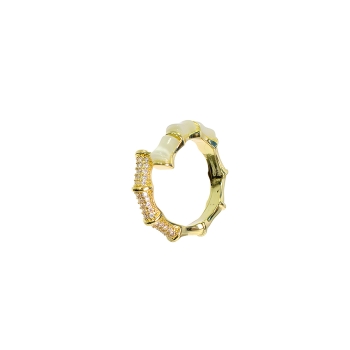 Металлическое кольцо Бамбук со стразами и камнями