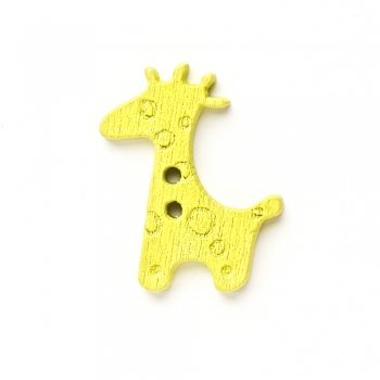 Пуговица деревянная Жираф желтая 25х20 мм