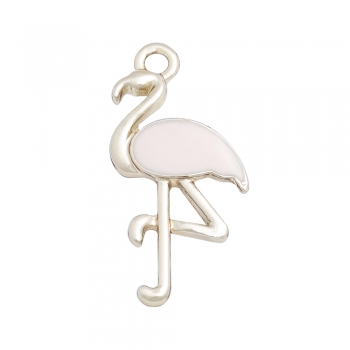 Металлическая подвеска с эмалью  Фламинго