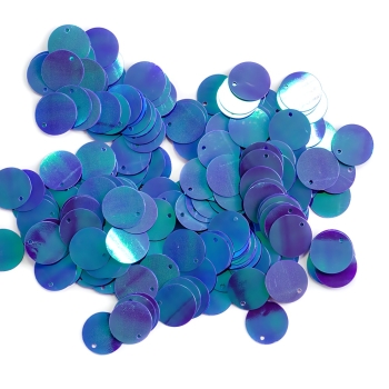 Паєтки 15 мм круглі сині райдужні 5 гр