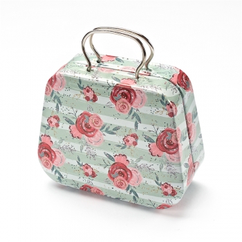 Коробочка жестяная в виде сумочки,"Розы"7х5,5х3,5 см