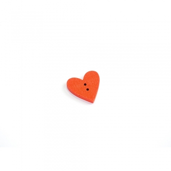 Пуговица деревянная светло-красная Сердце 18х18 мм