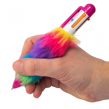 Ручка с мехом многоцветная 6 цветов