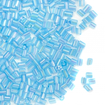 Бисер-рубка (2,1 мм) голубой прозрачный радужный 9832
