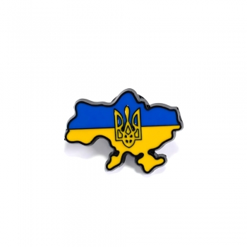 Значок пин Карта Украины с гербом