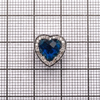 Бусина шарм LUX Сердце с синим кристаллом