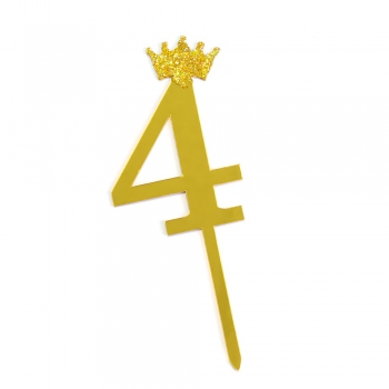Цифра 4 Корона золотистая