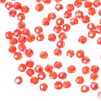 Хрустальная бусина круглая 6 мм красная радужная