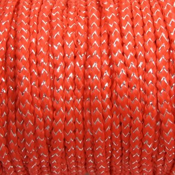 Шнур полиэстеровый с люрексовой нитью 3 мм красный 1 метр