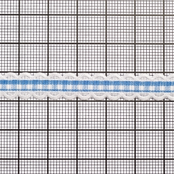 Лента полиэстеровая 10 мм клетчатая голубая 1 метр