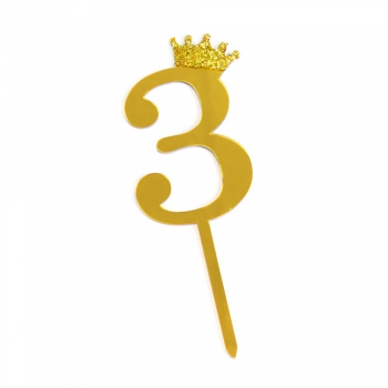 Цифра 3 Корона золотистая
