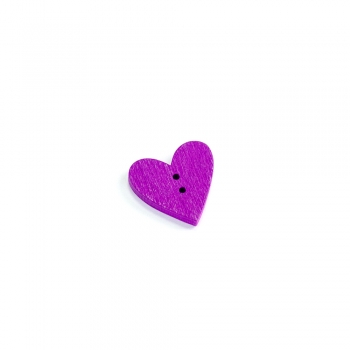 Пуговица деревянная фиолетовая сердце 24х24 мм
