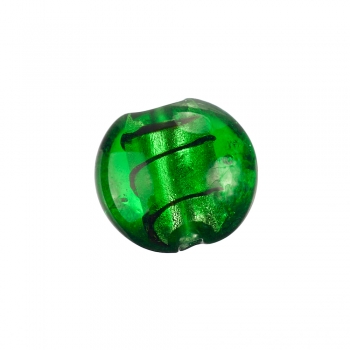 Скляна намистина з внутрішнім фольгованим покриттям темно-зелена 20 мм