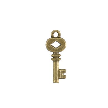 Ключ, металлическая литая подвеска, бронза, 20х9 мм