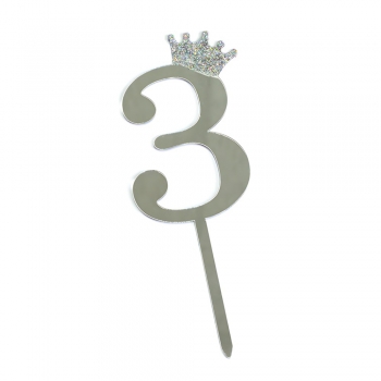 Цифра 3 Корона срібляста