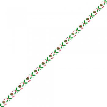 Стрічка репсова 10 мм з візерунком білий новорічна 1 метр
