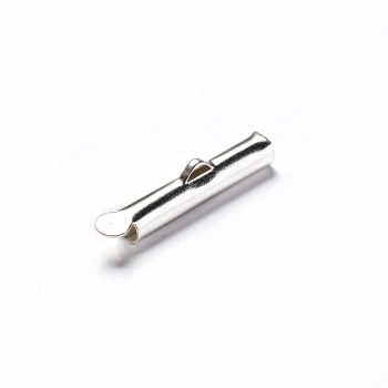 Зажим-слайдер 20 мм для украшений станочного плетения серебристый 