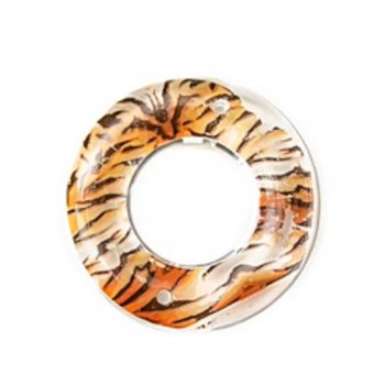 Пластиковая бусина в форме кольца, прозрачная с тигровым принтом, 48 мм