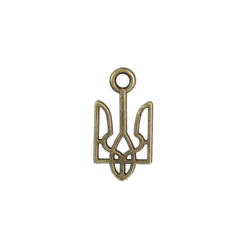 Металлическая литая подвеска 18х9 мм Герб Украины бронзовая