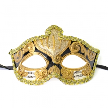 Карнавальна маска ажурна чорна із золотим