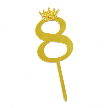 Цифра 8 Корона золотистая