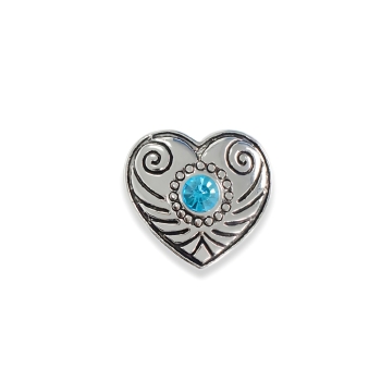 Бусина кнопка SNAP Сердце с голубым камнем