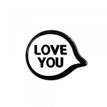 "Love you". Пластиковий клейовий елемент, чорно-білий, 27х22 мм