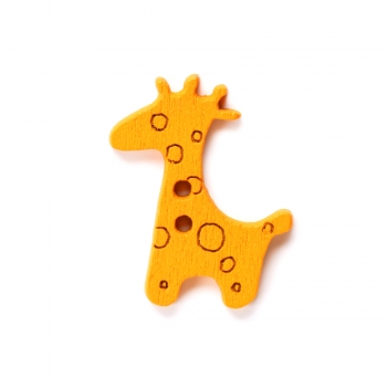 Пуговица деревянная Жираф оранжевая 25х20 мм