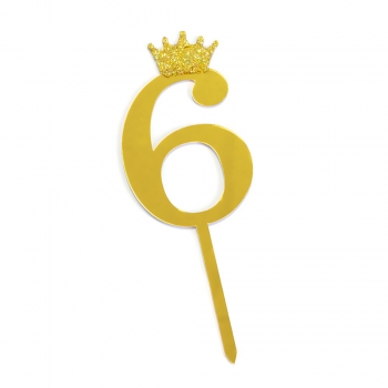 Цифра 6 Корона золотистая